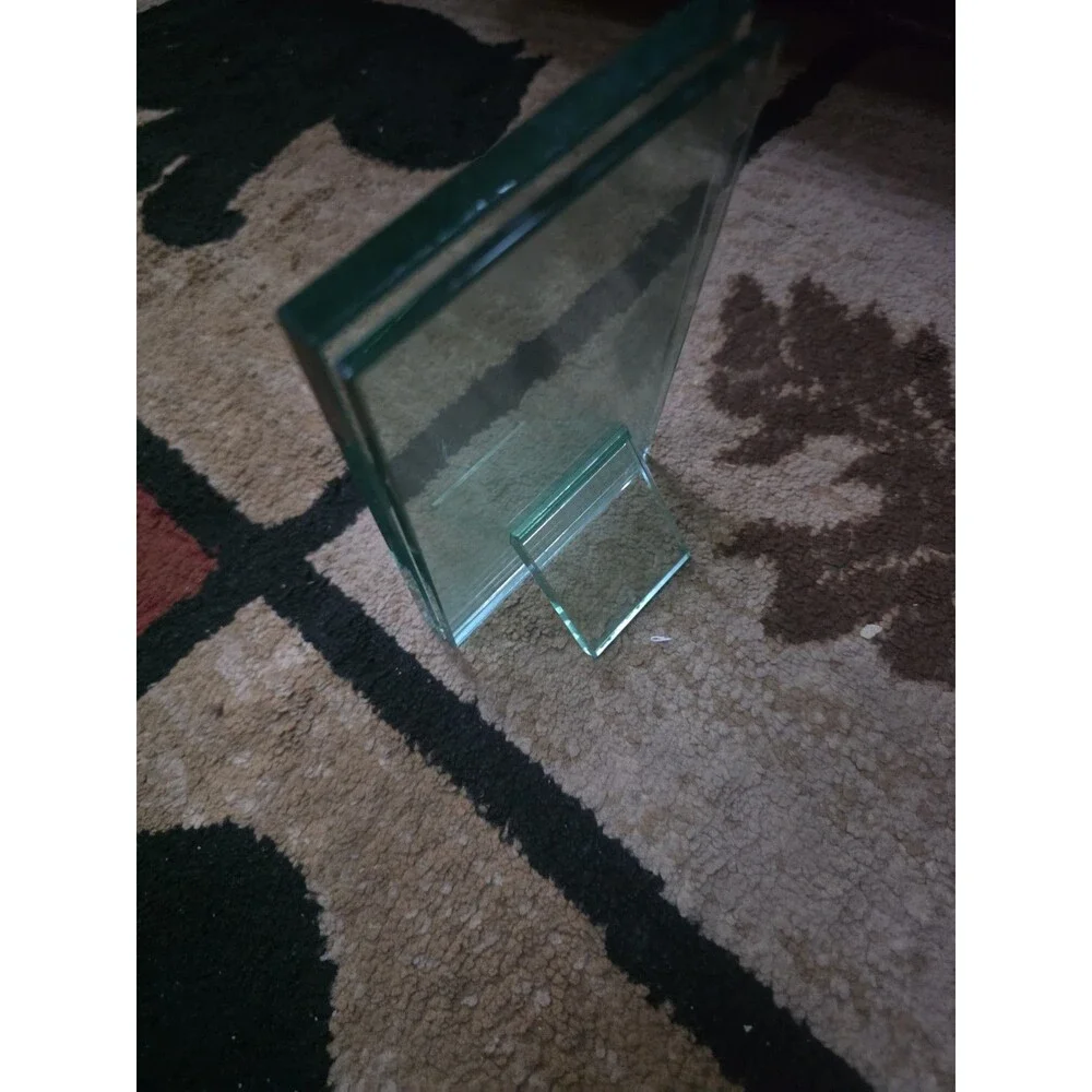 Frameless Modern Glass Photo Frame Holds 4 X 6 Freestanding Thick Heavy